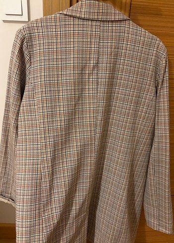 Bej Ekose Desenli Kadın Blazer Ceket - Görsel 4