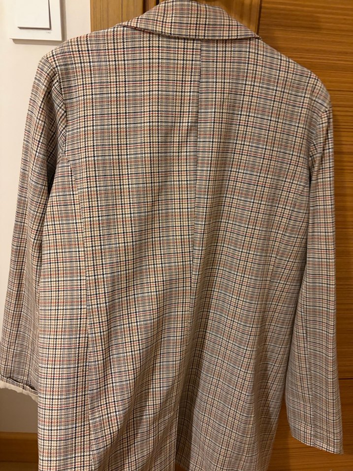 Bej Ekose Desenli Kadın Blazer Ceket - Görsel 4