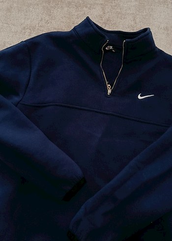 3xl Beden mavi Renk Erkek Lacivert Yarım Fermuarlı Polar Sweatshirt