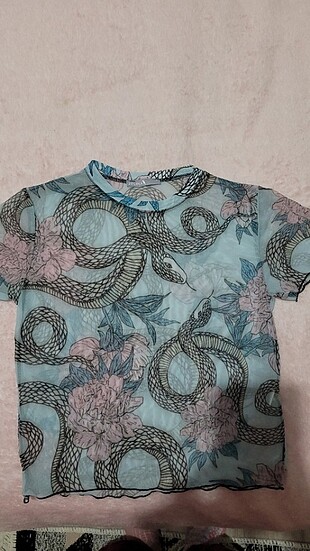 Crop tül bluz
