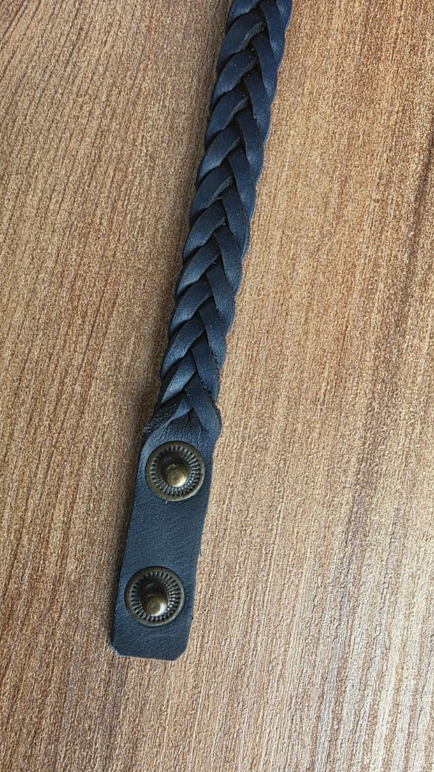 Erkek Lacivert Örgü bohem deri Bileklik - Görsel 5