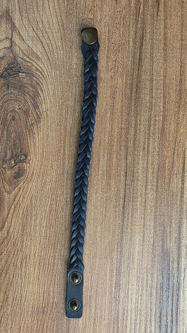 Erkek Lacivert Örgü bohem deri Bileklik - Görsel 4