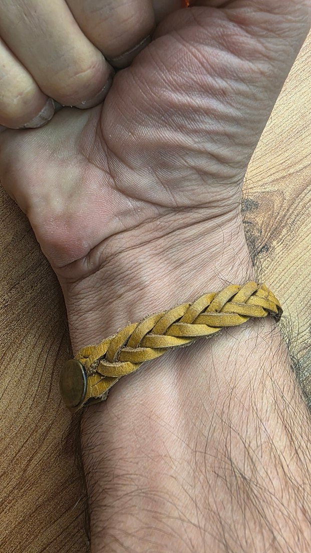 Bej Parlak Bohem Erkek deri Bileklik - Görsel 2