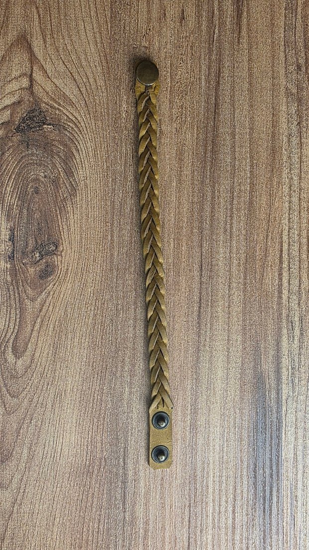 Bej Parlak Bohem Erkek deri Bileklik - Görsel 5