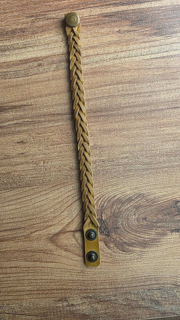 Bej Parlak Bohem Erkek deri Bileklik - Görsel 4