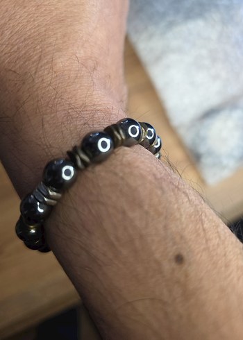 Erkek Siyah,antrasit Minimalist taş Bileklik - Görsel 5