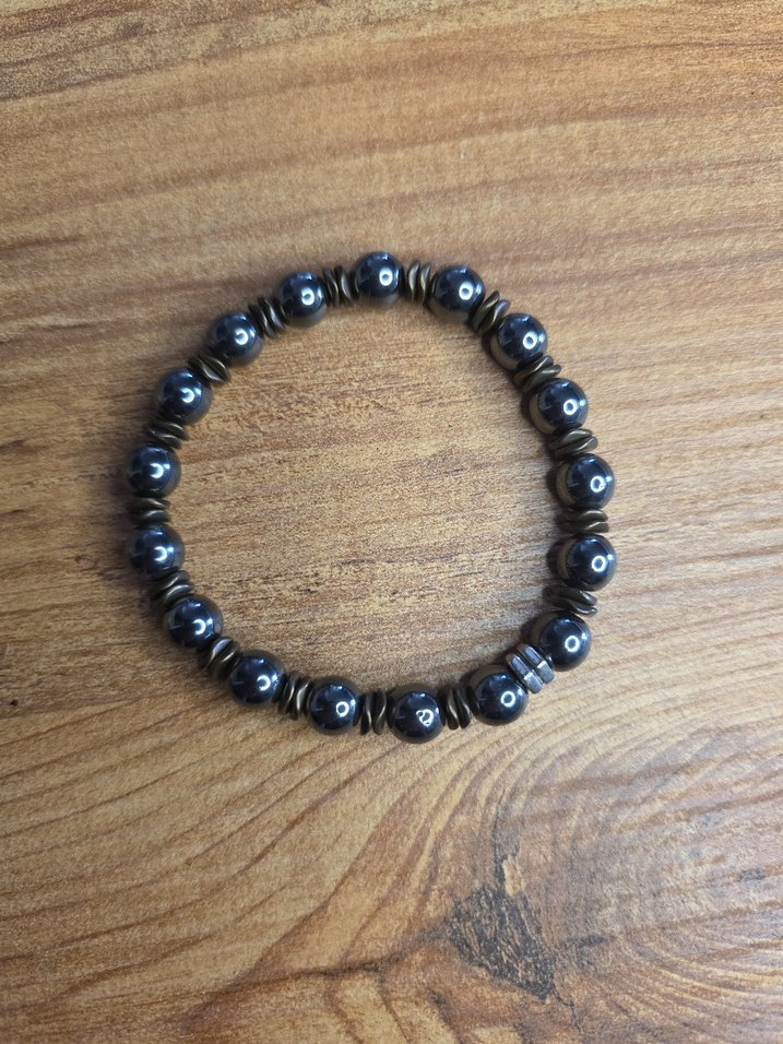 Erkek Siyah,antrasit Minimalist taş Bileklik - Görsel 3