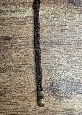 Örgülü Kahverengi Erkek deri Bileklik - Görsel 5