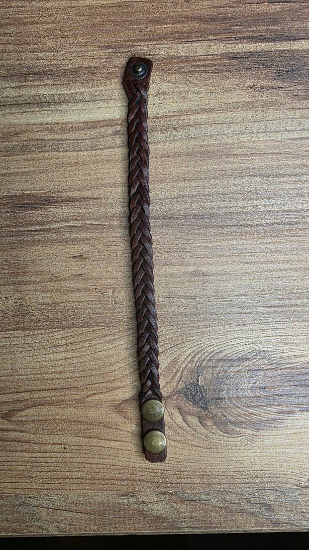 Örgülü Kahverengi Erkek deri Bileklik - Görsel 5