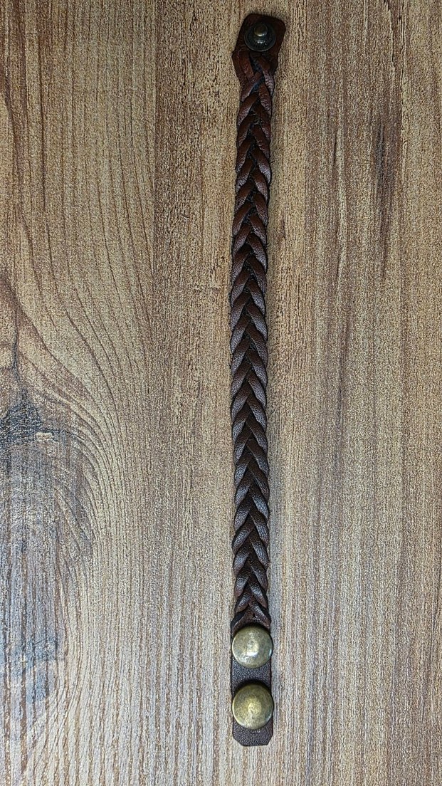 Örgülü Kahverengi Erkek deri Bileklik - Görsel 4