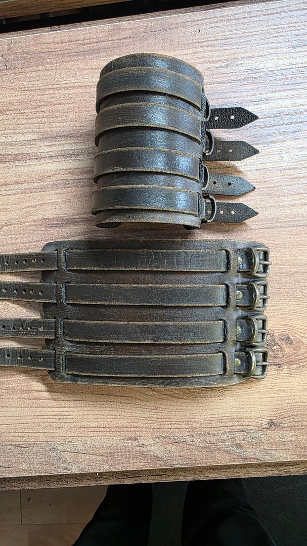 Koyu Kahverengi Gotik Biker Erkek Bileklik - Görsel 5