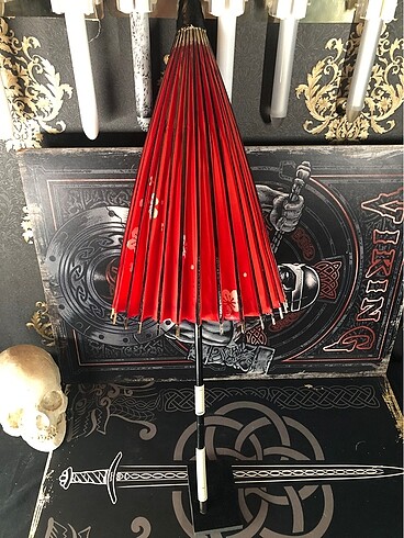 Uzak doğu kırmızı bambu Kağıt şemsiye - Görsel 5