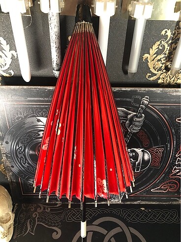 Uzak doğu kırmızı bambu Kağıt şemsiye - Görsel 6