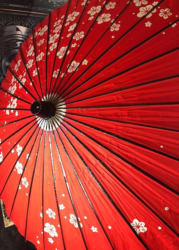 Uzak doğu kırmızı bambu Kağıt şemsiye - Görsel 2