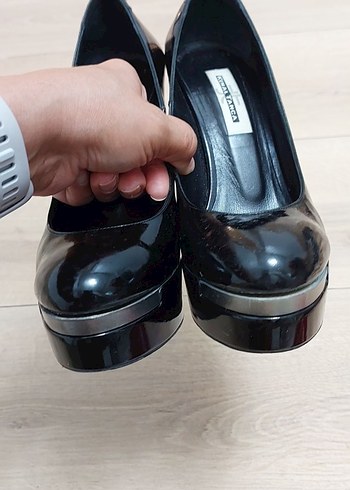 Siyah Rugan Stiletto Topuklu Kadın Ayakkabı - Görsel 3