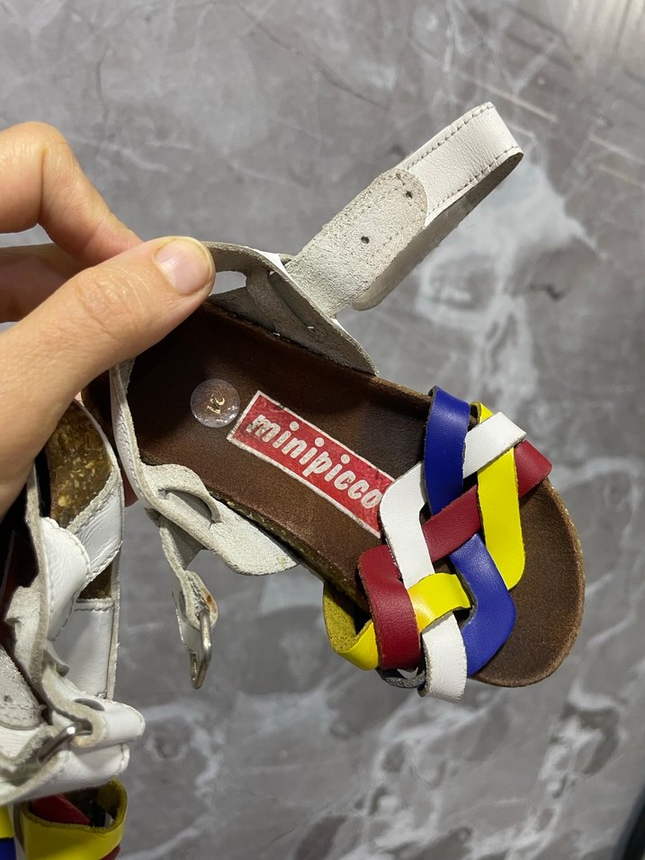 Renkli deri Kız Çocuk sandalet - Görsel 2