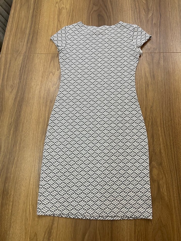 Gri Desenli Kadın Kalem Elbise - Görsel 5