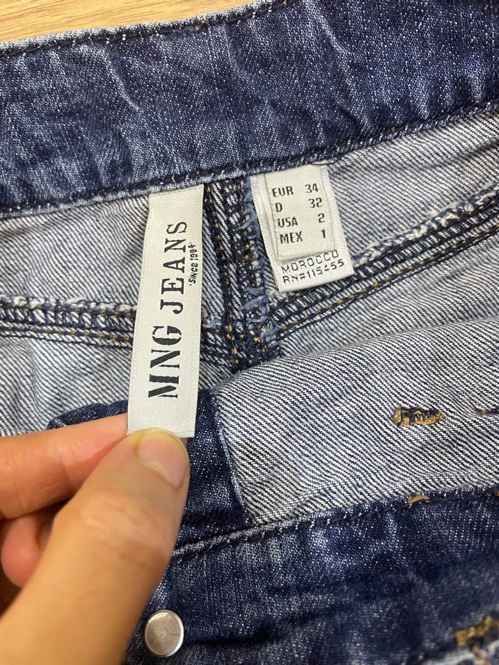 Düğmeli Mavi Batik Desen Kot Mini Etek - Görsel 4