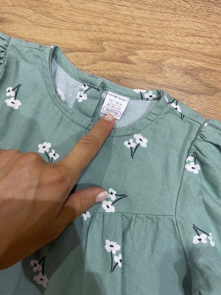 Kız Çocuk Yeşil Pamuklu Uzun Kollu Elbise - Görsel 2