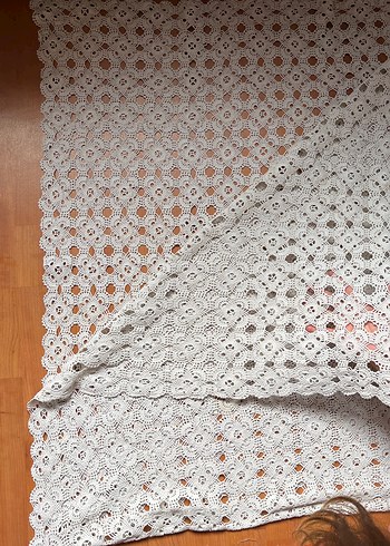 Bohem Tarzı El Örgüsü Beyaz Örtü - Görsel 2