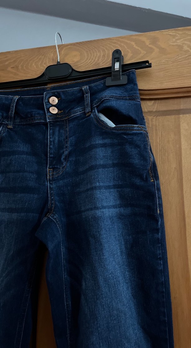 Lacivert Düğmeli Kadın Denim Pantolon - Görsel 3