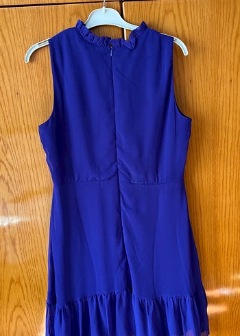 Mor Kolsuz Midi Elbise Fırfırlı Bohem Stil - Görsel 2