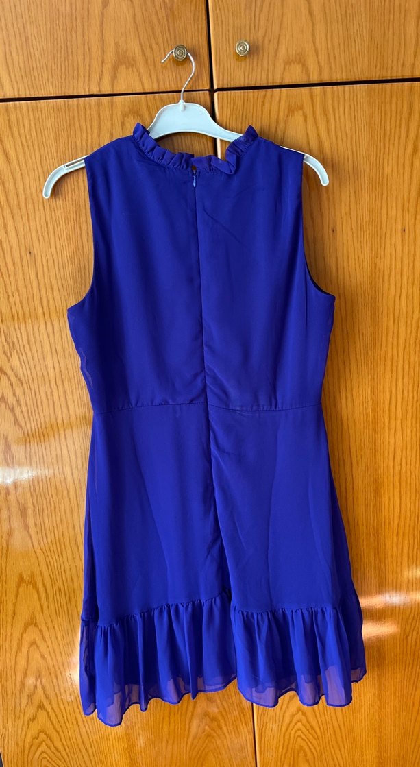 Mor Kolsuz Midi Elbise Fırfırlı Bohem Stil - Görsel 2