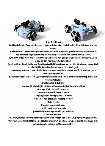  Beden Renk Kameralı uzaktan Kumandalı araba