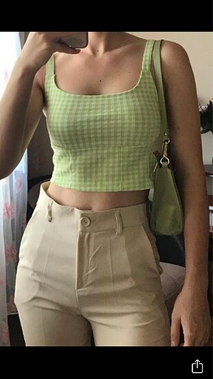 Yeşil kareli bluz