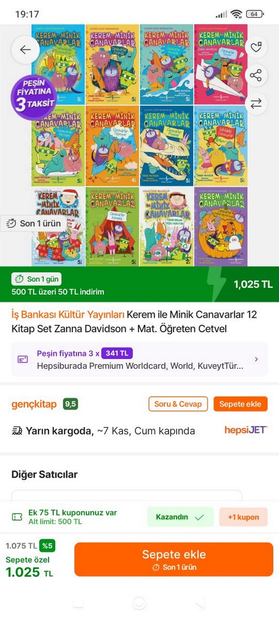 Kerem ile Minik Canavarlar 11 Kitap Set - Görsel 4