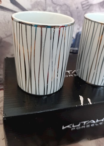 Kütahya Porselen Gri Çizgili 2'li Kupa - Görsel 4