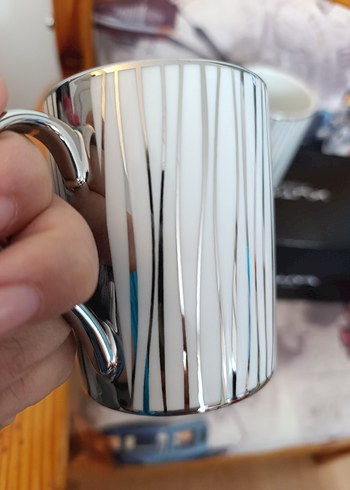 Kütahya Porselen Gri Çizgili 2'li Kupa - Görsel 3