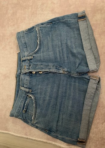Düğmeli Mavi Kadın Midi Denim Şort