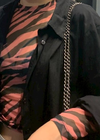 Diğer Pembe Zebra Desenli Kadın Transparan Bluz