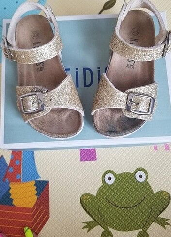 23 Beden camel Renk Kifidis Deri Ortopedik Mantar Taban Çocuk Sandalet 23 numara