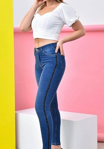 Yüksek bel likralı jean