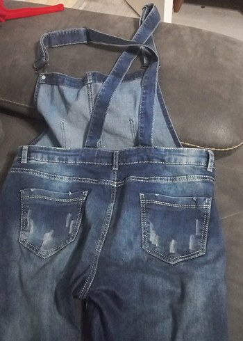 xl Beden kadin i Baskılı Askılı Denim Tulum