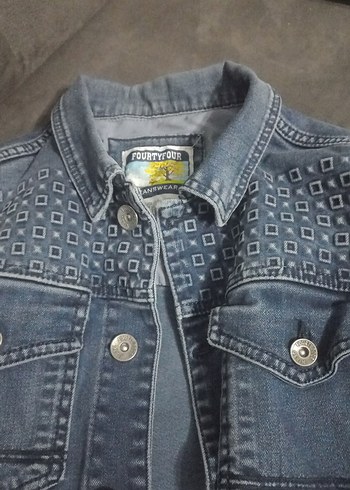 laciverBaskılı Düğmeli Kadın Denim Ceket