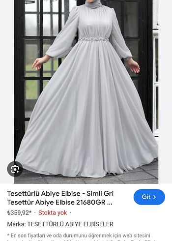 Simli Gri Tesettürlü Uzun gelinlik