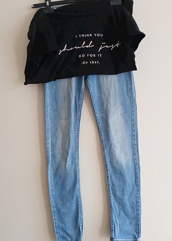 Baskılı Siyah Salaş Tişört - Görsel 2