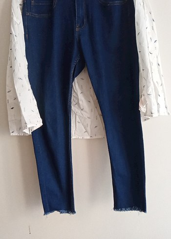 Mavi Batik Desenli Kadın Denim Pantolon - Görsel 2