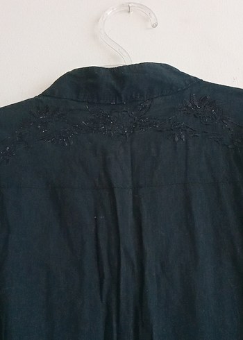 Düğmeli Siyah Nakışlı Hamile Tunik - Görsel 6