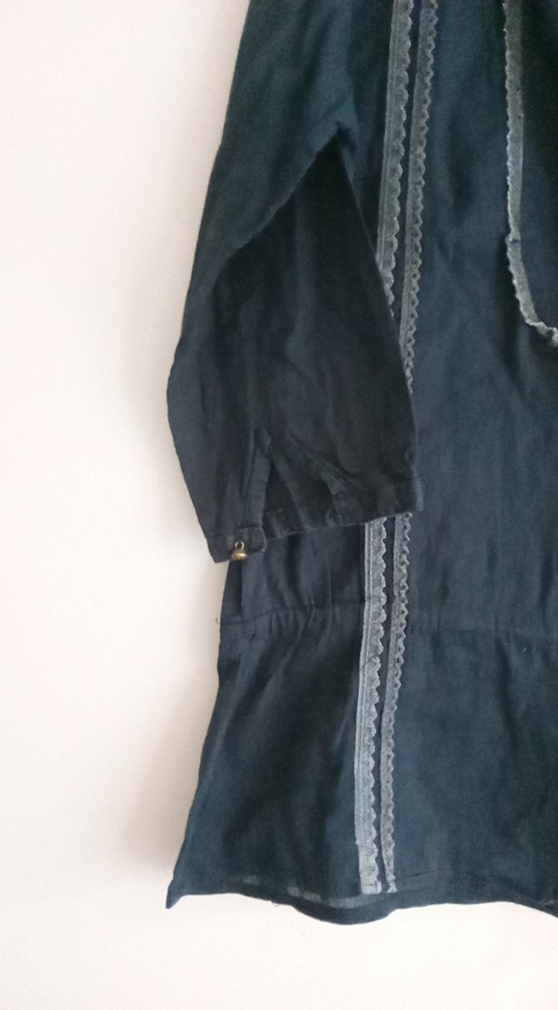 Düğmeli Siyah Nakışlı Hamile Tunik - Görsel 3