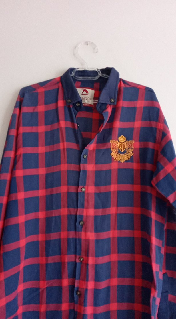 Bordo Lacivert Kareli Erkek Gömlek - Görsel 2