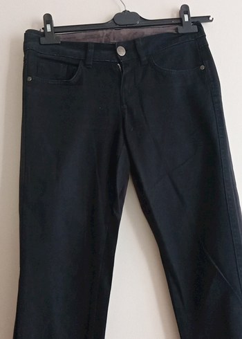 Kadın Siyah Normal Boy Denim Pantolon ikili pantolon - Görsel 2