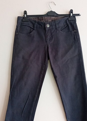 Kadın Siyah Normal Boy Denim Pantolon ikili pantolon - Görsel 9