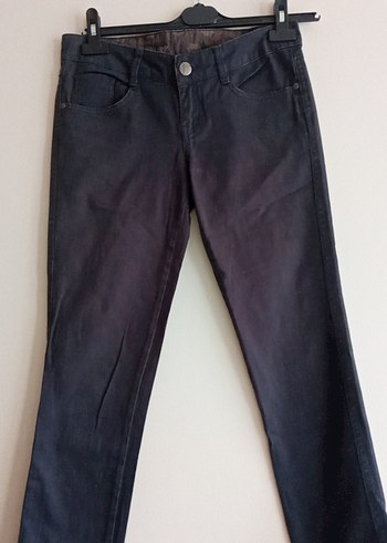 Kadın Siyah Normal Boy Denim Pantolon ikili pantolon - Görsel 6