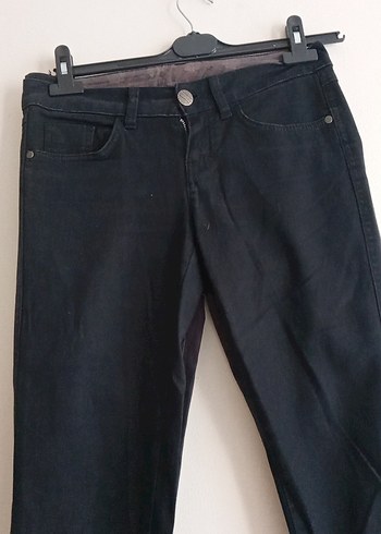 Kadın Siyah Normal Boy Denim Pantolon ikili pantolon - Görsel 5