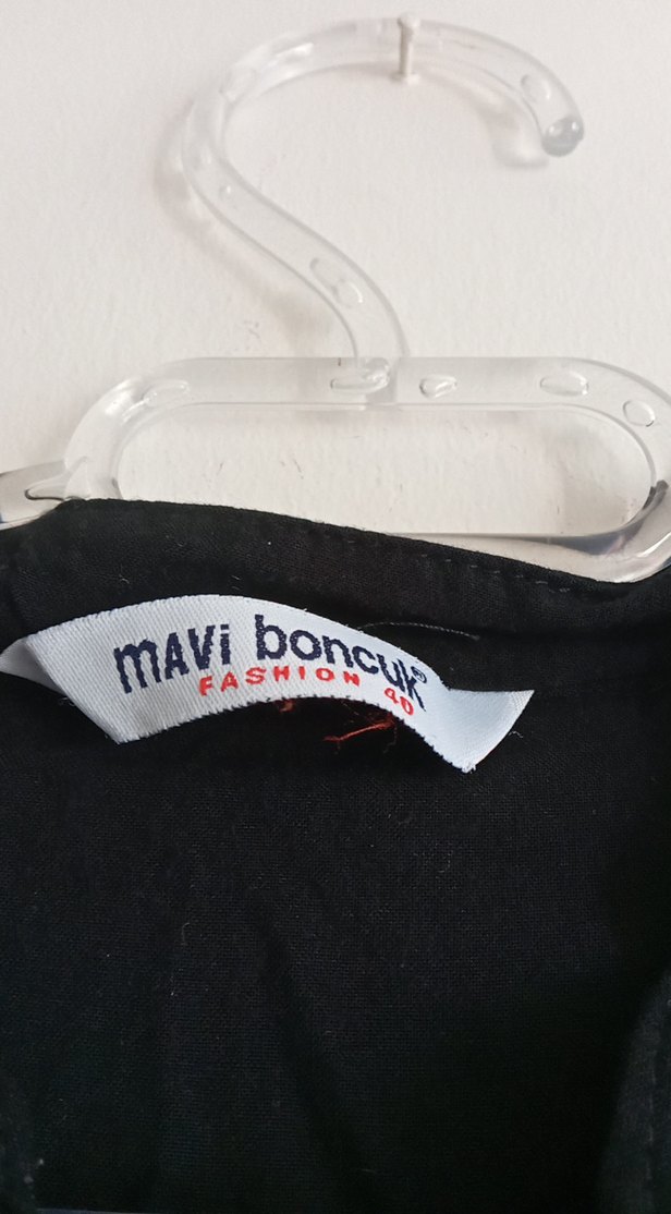 Düğmeli Siyah Keten Uzun Kollu Gömlek - Görsel 4