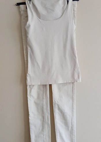 Kadın Beyaz Keten Rahat Kesim Pantolon - Görsel 2